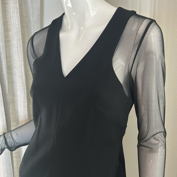 Calvin Klein black illusion long sleeve dress size 4 - Picture 2 of 11